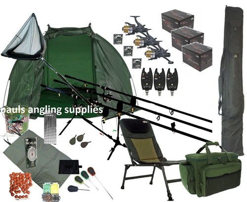 Carp fishing set rod - up,